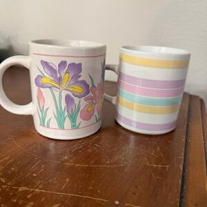 Vintage -‎ Pastel Floral Striped Coffee Mug Set